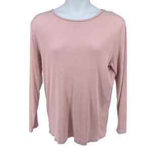 Lauren Ralph Lauren Pink‎ Ribbed Suede Elbow Patch Cotton Top 2X Casual Preppy